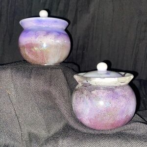 Elegant Purple and White Vase Set